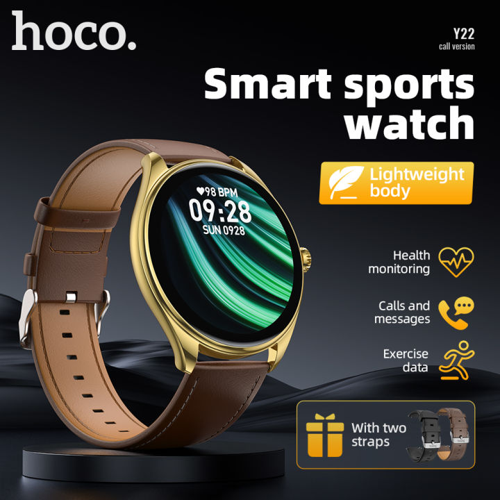 【รองรับการโทร】 ของแท้ 100% HOCO Y22 AMOLED บลูทูธนาฬิกาสปอร์ตอัจฉริยะ 1.43 นิ้วนาฬิกาผู้ชาย IP67 กันน้ำนาฬิกาสปอร์ตฟิตเนส 200mAh แบตเตอรี่ 2 ภาษานาฬิกาสายรัดคู่สำหรับ Android iOS สมาร์ทโฟนทุกรุ่น Universal