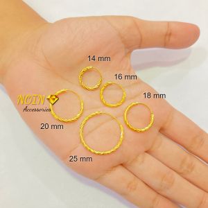 Anting Gipsy Warna 24 Karat Motif Bambu 16 mm / 25 mm Lapis Emas