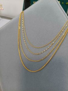 Wearable Pendant Titanium Steel 18K Gold Flash O Chain Cross Chopin Water Wave Element Gold Necklace Easiest for Match Non-Fading Sweater Necklace