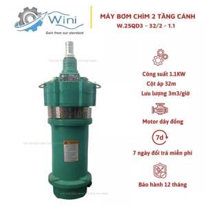 Máy bơm chìm đa tầng cánh 1.1Kw (1.5HP) Wini W.25QD3-32/2-1.1 - Bảo hành 1 năm Bơm tõm Bơm chìm đẩy cao