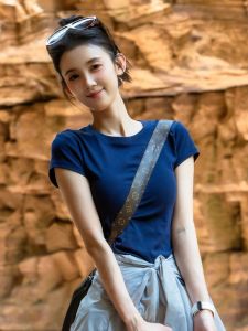 xocoboho | Stylish Comfortable Casual T-Shirt Dark Blue