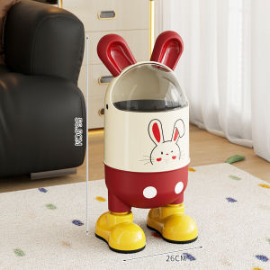 Household clamshell trash can cute cartoon rabbit ears large capacity trash can living room bedroom multi-functional storage bin
