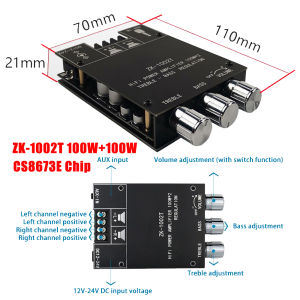 ZK-MT21 Subwoofer Amplifier 2x50W+100W Power Bluetooth 5.0 2.1 Channel Sound Amplifier Board Bass AMP AUX Audio Stereo Amplifier
