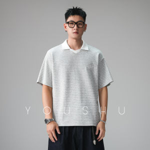 Striped Casual Loose Polo Shirt Short Sleeve