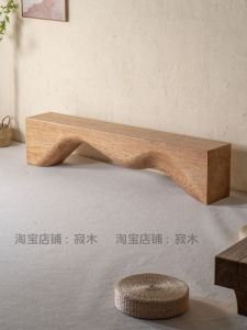 Rustic Long Wooden Bench TV Cabinet Vintage Folk Home Stay Hotel Worn out Shoe Changing Bench Art Style Wooden Furniture