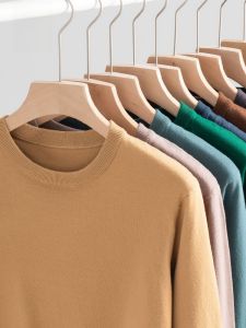 ROMON | เสื้อสเวตเตอร์ถักทรงเข้ารูปคอปกกลมสำหรับผู้ชาย ทรงหลวม แขนยาว ทรงปกติ ผ้าผสมโพลีเอสเตอร์ โพลีอะซิเตท ไนลอน