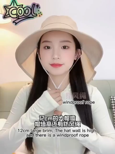 COD Bucket Hat for Women Face Protection Neck Sun Hat Korean Wide Brim Beach Hat