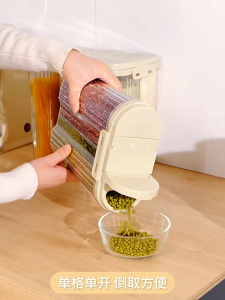 Dual Cover Food Storage Box Removable Partitions Cereal Dispenser Coffee Box Laundry Detergent Box