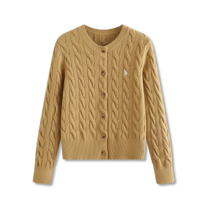 Korean Style Round Neck Embroidered Knit Sweater Jacket