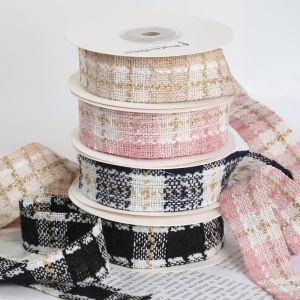 ริบบิ้นผ้าลายตารางสไตล์ชาแนลริบบิ้นหลากสีสำหรับห่อของขวัญริบบิ้นวัสดุเครื่องประดับผมโบว์แฮนด์เมด DIY