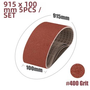 Bộ 5 Dây Chà Nhám 915x100mm 40-400 Grit Dây Mài Nhôm Oxit Dùng Cho Máy Chà Nhám Chà Gỗ Đánh Bóng Kim Loại Dụng Cụ Mài