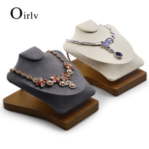 Oirlv Wooden Necklace Jewelry Storage Organizer Display Holder Jewelry Showcase Display Stand SM081