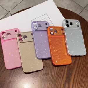 Luxury Full Screen Diamond Glitter Phone Case For iPhone 17 16 15 14 13 Pro Max Bling Lens Protection Solid Color Back Cover