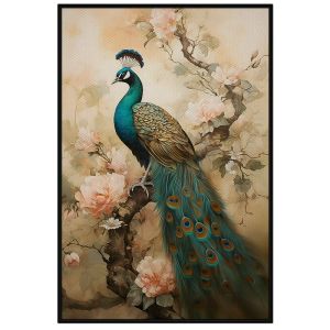 Tranh treo tường tranh dán tường chim công và hoa mẫu đơn đẹp tranh phong thủy. CGI-109