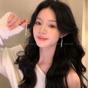 Elegant Pearl Tassel Hoop Earrings Womens Flash Diamond Luxury Sensation Ear Jewelry Fashionable Korean Style Copper Material