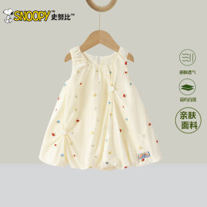 Snoopy Girls Summer New Style Sleeveless Vest Dress Baby Fashion Princess Dress Cotton Material Daily Wear Medium Length Skirt