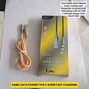 V125 ORI KABEL DATA POWER TYPE C TIPE USB SUPER FAST CHARGING ALLOY ZINC J SAFE CHARGE 3A CABLE CHAR