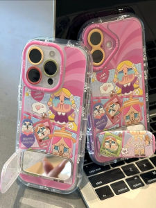 Creative Ins Style iPhone14/15/16Promax Phone Case with Stand Anti-Fall Soft Shell Protective Cover for Huawei Pura80Pro Vivos30ProMini