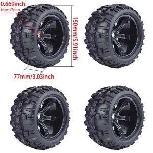 2/4PCS 150-170mm Rubber Tire Wheel Tyre Hub Rim 17mm Hex Set for 1/8 Monster Truck RC Car Redcat HPI Kyosho Hobao Hongnor Part