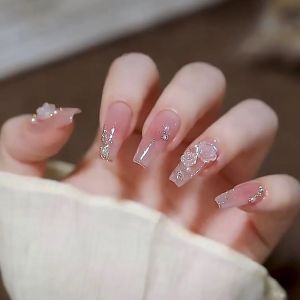 XINGX Cats Eye Wear Nail Short 2024 New Arrival White Manicure Set Full Set Diamond Decorations Nail Patch Finished Product