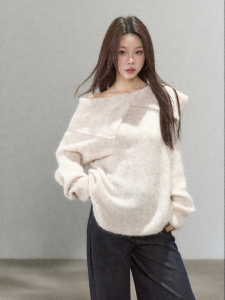 YIKEXIAOYEMEI | Áo Sweater Thời Trang Lười Phong Cách Hàn Quốc