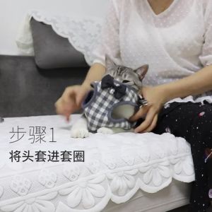 Bộ dây dắt cho Chó Mèo kèm yếm sọc caro dễ thương (mẫu mới) - Hara Pet Store