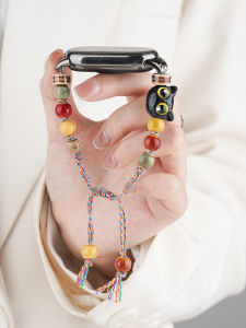 สายรัดข้อมือผ้าปักระบายอากาศสำหรับ Xiaomi Band 8 สายรัดข้อมือผ้าปักลายแมวและสุนัขสำหรับผู้หญิง สายรัดข้อมือแบบสวมใส่สบายสำหรับฤดูร้อน
