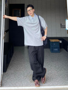 Retro Hong Kong Style Mens Casual Shirt Short Sleeve Breathable Loose Fit Summer Top Fashion Brand Travel Outfit Five One Holiday