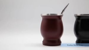 Mate Cup Stainless Steel Double Wall 8oz Argentine Yerba With Stirring Filtering Straw Spoons Brush