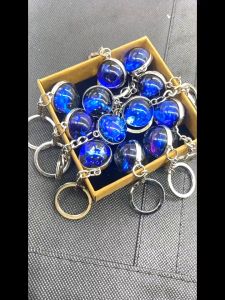 12 Constellation Glass Ball Keychain Key Rings European & American 12 Constellation Key Chain Time Stone Double-Sided Glass Ball Keychain Fashion Gifts Fashion Birthday Gift Double Side Leo For Men Luminous Zodiac Keychain