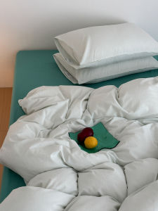 Simple Ins Style Pure Cotton Bedding Set Paper Feel Cotton Solid Color Duvet Cover And Sheet Three Four Piece Set Vintage Style