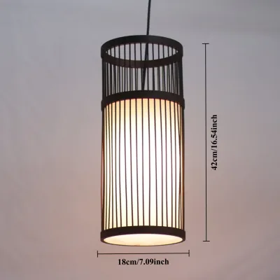 JOYINLED Hand Woven Bamboo Chandelier 18X42CM Chinese Style Bedroom Living Room Art Decor Hanging Lamp E27 Indoor Pendant Light