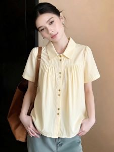 AIYITI | Plus Size Slimming Ruffle Collar Womens Short Sleeve Shirt
