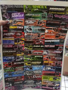 BARU sticker bus basuri 1 lembar isi 45 kotak / sticker bus basuri panjang 1 lembar isi 45 kotak