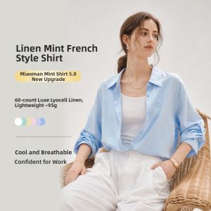 INMAN | Linen Pastel Blue Women Shirt