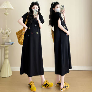 QUGUOGUO | Summer Loose Maternity Dress Long Leisure T-Shirt Dress