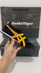Sepatu 0nitsuka Tiger Slip On Black Yellow Free Paperbag