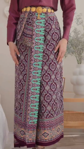 หน้านางจีบใบพัดเล็ก ลายดอกพุ่ม ชุดลอยกระทง