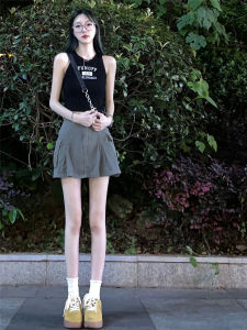 เสื้อกั๊กคอตตอนโมดอลเย็บปักเป็ดสำหรับผู้หญิงในช่วงฤดูร้อน ทรงสลิมฟิต ทรงสั้น แขนกุด แฟชั่นฤดูร้อน เสื้อผ้าทำงาน