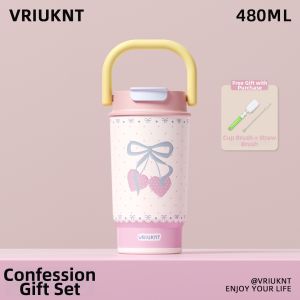 VRIUKNT | High Appearance Leopard Pattern Thermos Cup Portable Double Drinking Stainless Steel 316 Food Grade