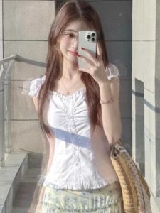 XUECAIQI | Plus Size Women Gentle Korean Style Floral Skirt Set with Wood Ear Edge Blouse