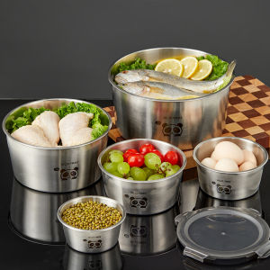 WORTHBUY 304 Stainless Steel Sealed Food Container Stackable Fridge Fruit Vegetable Meat Fresh-keeping Box Microwave&Oven Safe