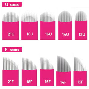 JUNMIAO | 50pcs Microblading 0.16/0.18mm Tebori Blades Needles Tattoo Needles Permanent Makeup Needle 12 14 16 18 21 Manual Eyebrow Blade