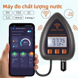 Máy Đo Chất Lượng Nước Tuya WiFi 5 Trong 1: Máy Đo Độ pH Độ mặn/EC/TDS/độ Nặng Riêng Trọng/độ Nhiệt Cho Nuôi Trồng Thủy Sản Và Bể Bơi