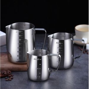 350ml/600ml Milk Frothing Pitcher Stainless Steel Pull Flower Cup Cappuccino Coffee With Scale Jug Mug Cup Milk Boiler Coffee Pitcher Pull Flower Cup Milk Pot Espresso Cups Latte Art Milk Frother Foam Making Accessories Suitable for Barista