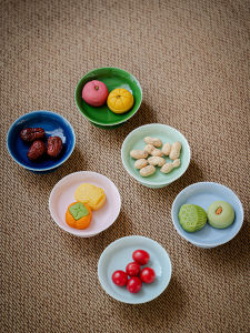 Chinese Style Ceramic Tea Snack Plate High Footed Tea Cooking Nuts Mooncake Plate Dining Utensils Fruit Bowl General Use