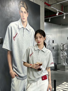 LIUBU | American Embroidery Summer Boxy Straight-Shoulder Polo Shirt