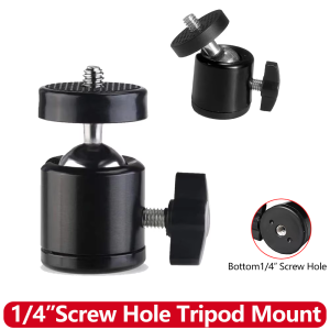 Aluminum Alloy Mini Ball Head 360° Rotatable 1/4" Screw for GoPro Insta360 DJI Tripod Camera Phone LED Light Monitor Vlog Live