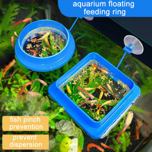 Aquarium Fish Feeding Ring Fish Tank Blue Floating Station Food Tray Feeder Prevent Food Dispersion Fish Pinch with Suction Cup