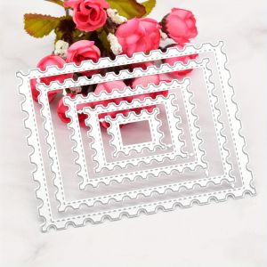 1pc Rectangle Background Frame Gear Edge Metal Cutting Dies Stencil for DIY Scrapbooking Paper Card Craft